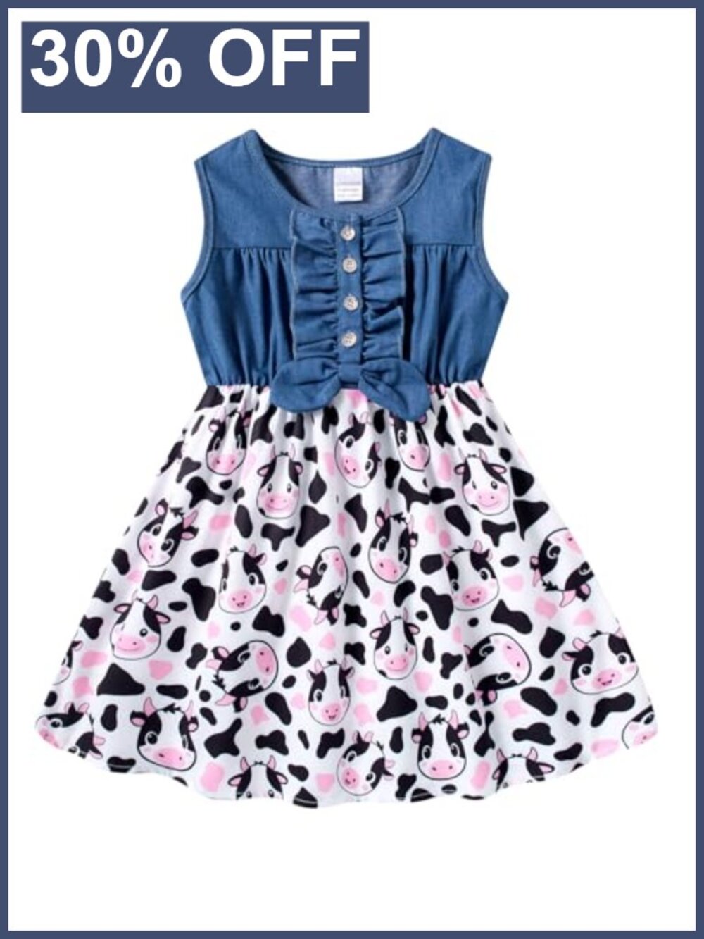 Toddler Girls Denim Dress Sleeveless Bow Toddler 2-8T